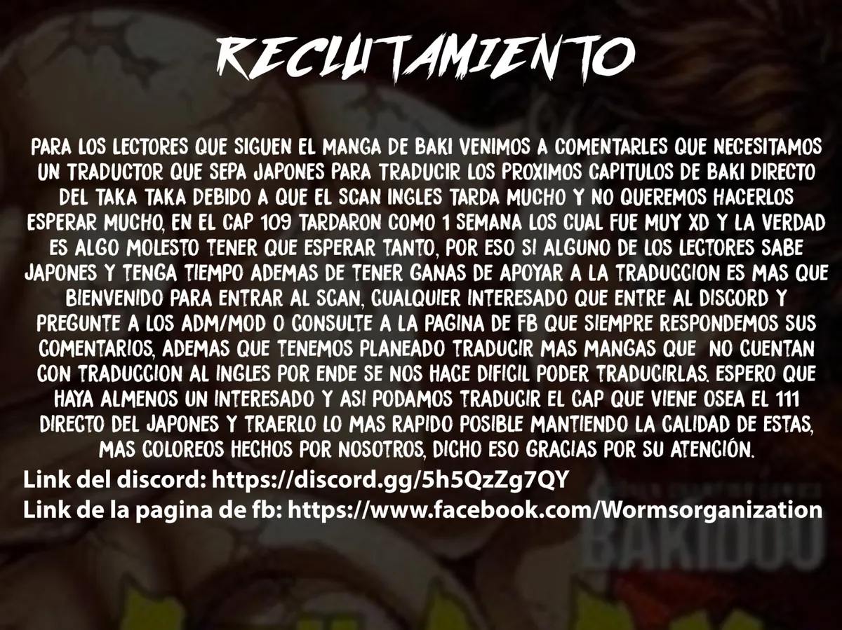 Baki Dou Capítulo 110.1 en Línea - página 1