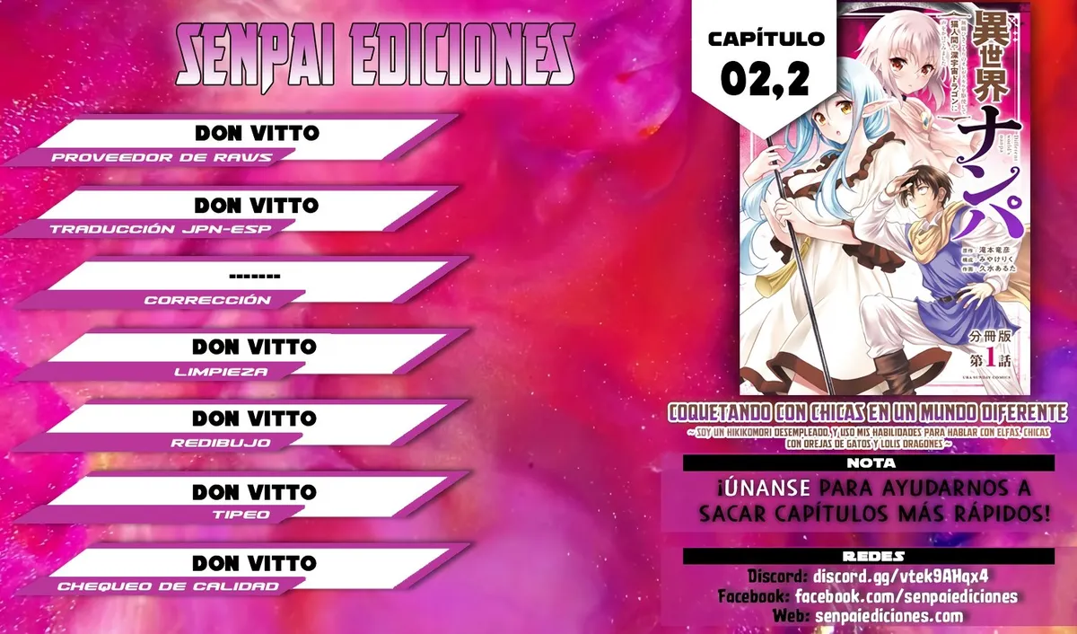 Coqueteando con Chicas en un Mundo Diferente ~ Soy un Hikikomori Desempleado, y uso mis Habilidades para Hablar con Elfas, Chicas con Orejas de Gatos y Lolis Dragones ~ Capítulo 2.2 en Línea - página 1