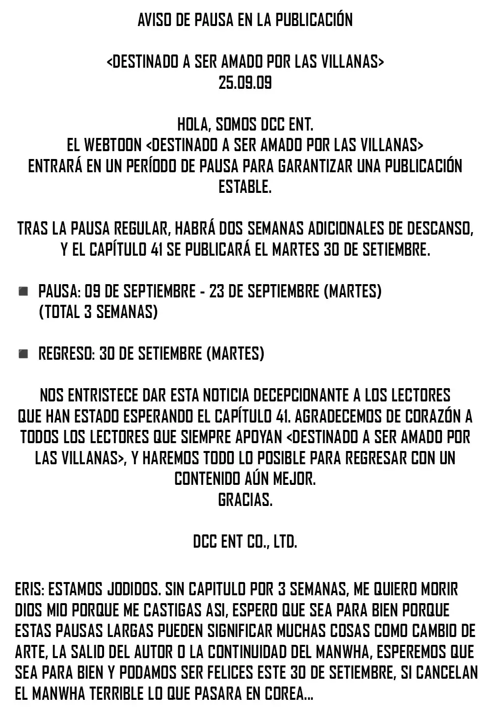 DESTINADO A SER AMADO POR LAS VILLANAS Capítulo 41.5 en Línea - página 1