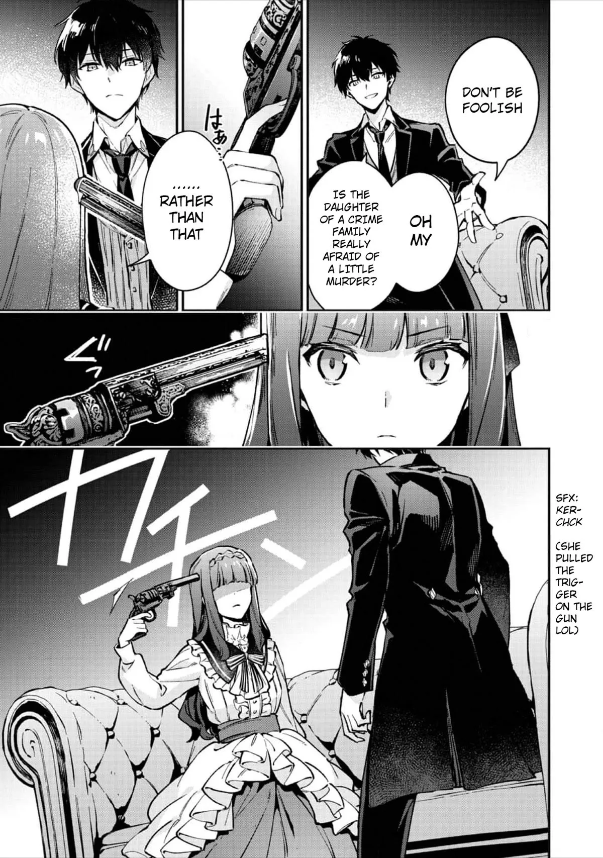 Akutou Ikka no Mana Musume, Tensei Saki mo Otome Game no Gokudou Reijou deshita: Saijoukyuu Rank no Akuyaku-sama, Sono Dekiai wa Fuyou desu! Chapter 2 Online - página 20
