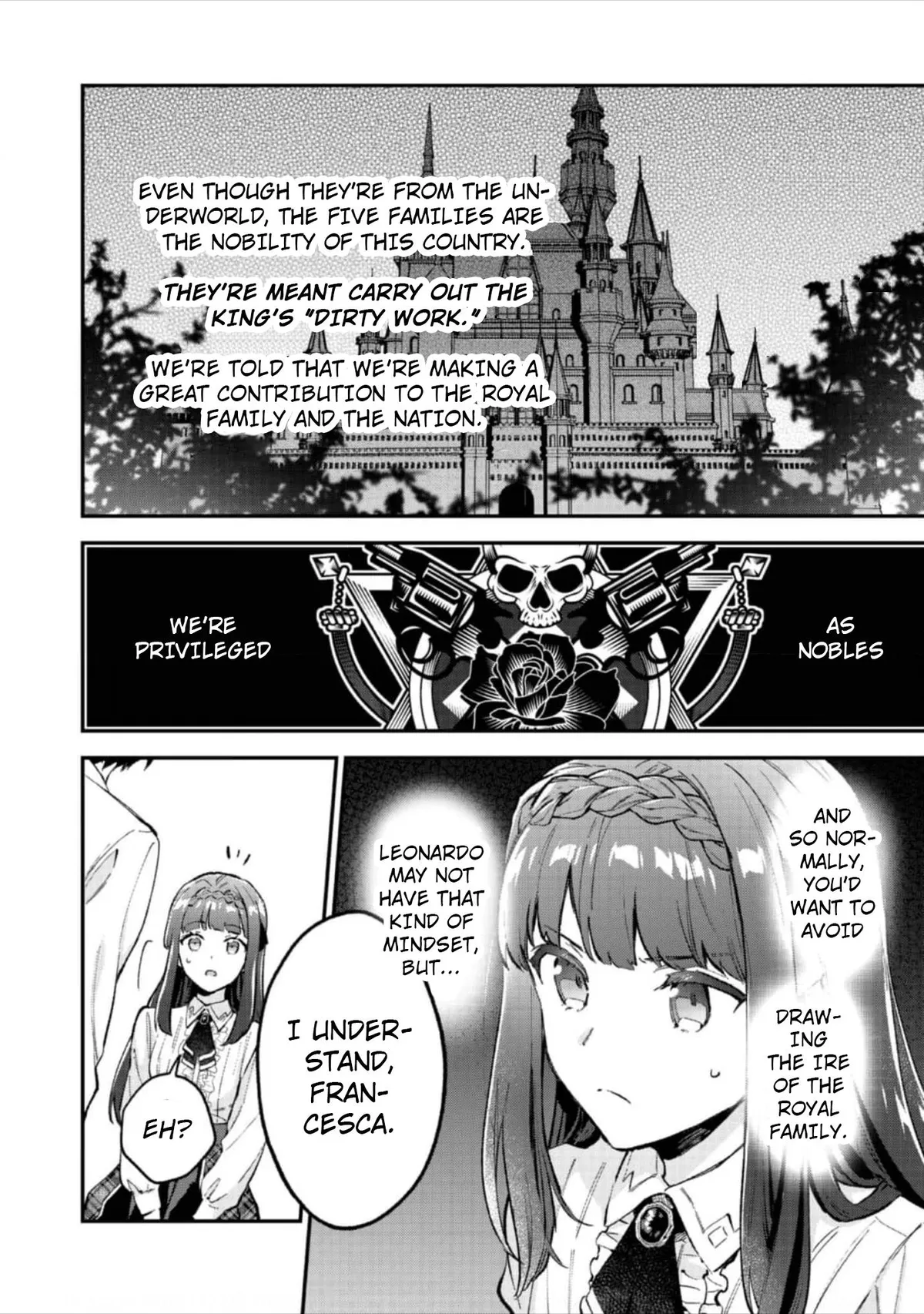 Akutou Ikka no Mana Musume, Tensei Saki mo Otome Game no Gokudou Reijou deshita: Saijoukyuu Rank no Akuyaku-sama, Sono Dekiai wa Fuyou desu! Chapter 7 Online - página 13
