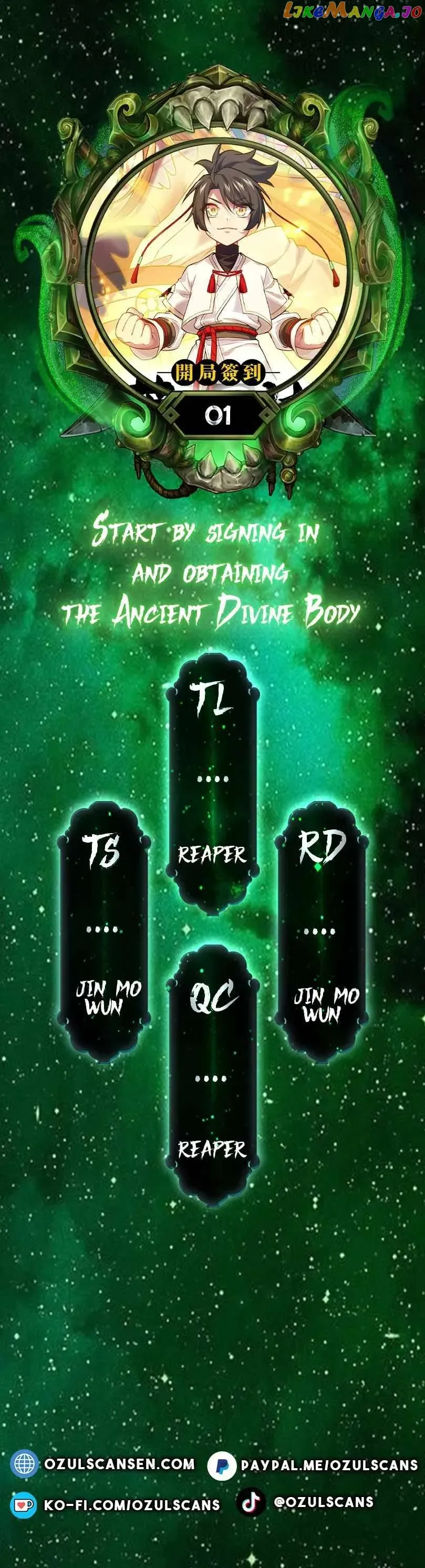 Start by signing in and obtaining the Ancient Divine Body Chapter 1 Online - página 1