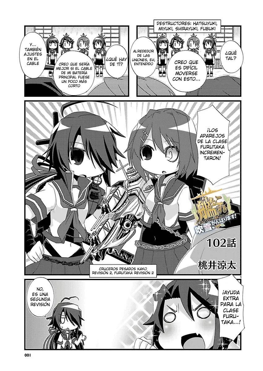 Kantai Collection 4-koma Comic: Fubuki- Ganbarimasu! Capítulo 102 en Línea - página 1