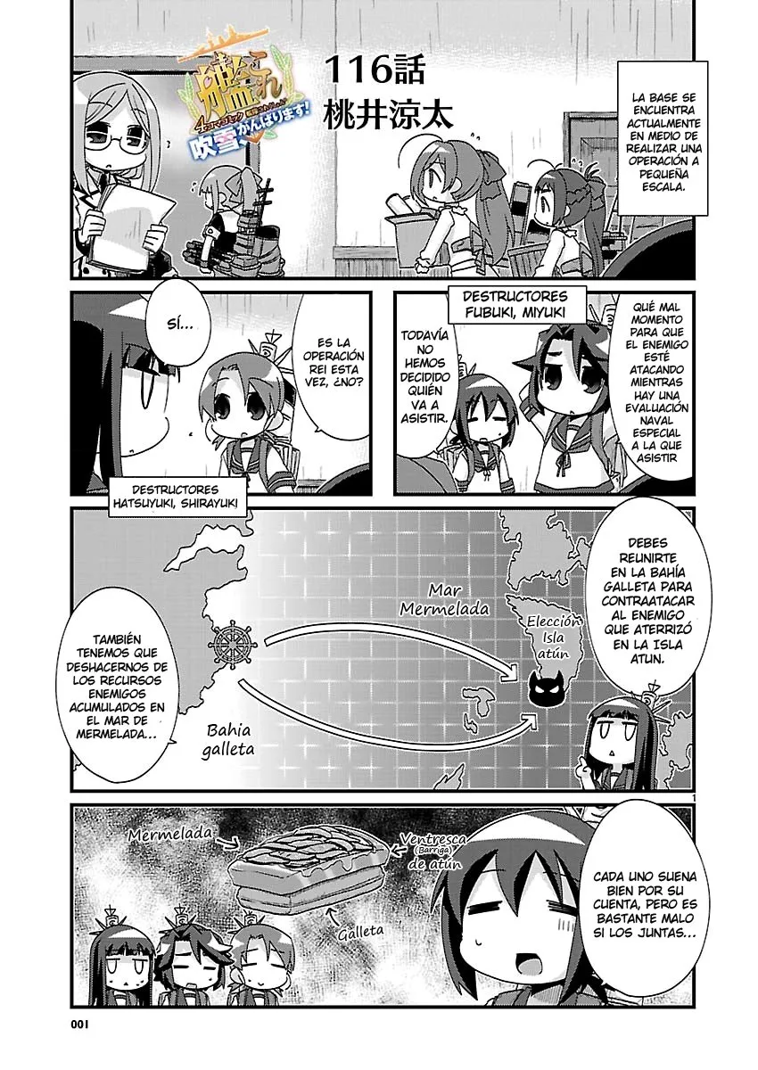 Kantai Collection 4-koma Comic: Fubuki- Ganbarimasu! Capítulo 116 en Línea - página 1