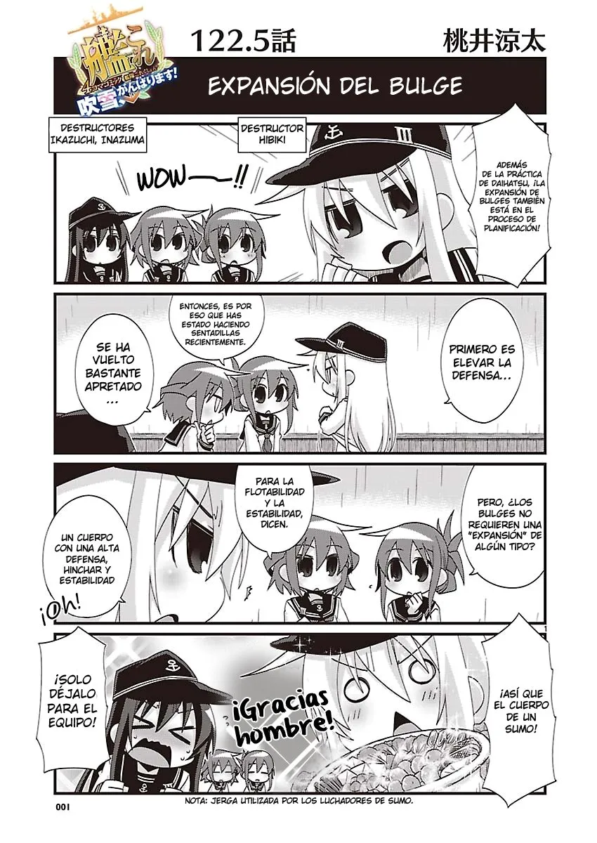 Kantai Collection 4-koma Comic: Fubuki- Ganbarimasu! Capítulo 122.5 en Línea - página 1