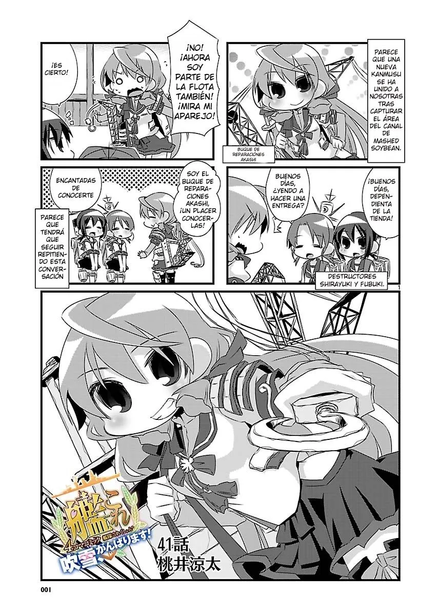Kantai Collection 4-koma Comic: Fubuki- Ganbarimasu! Capítulo 41 en Línea - página 1