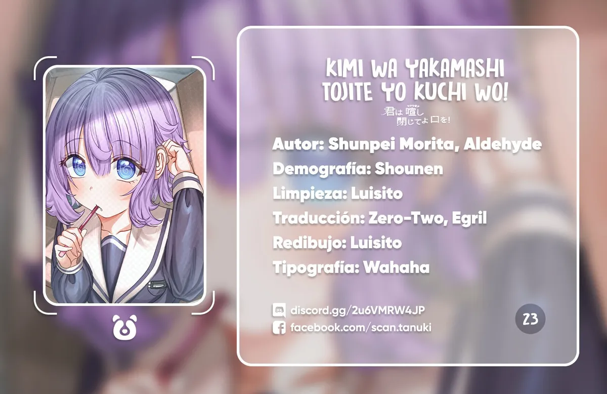 Kimi wa Yakamashi Tojite yo Kuchi wo! Capítulo 23 en Línea - página 1