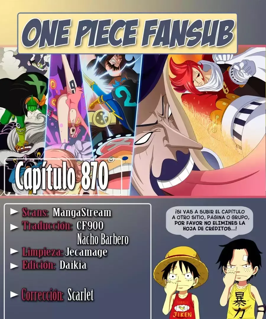 One Piece Capítulo 870 en Línea - página 1