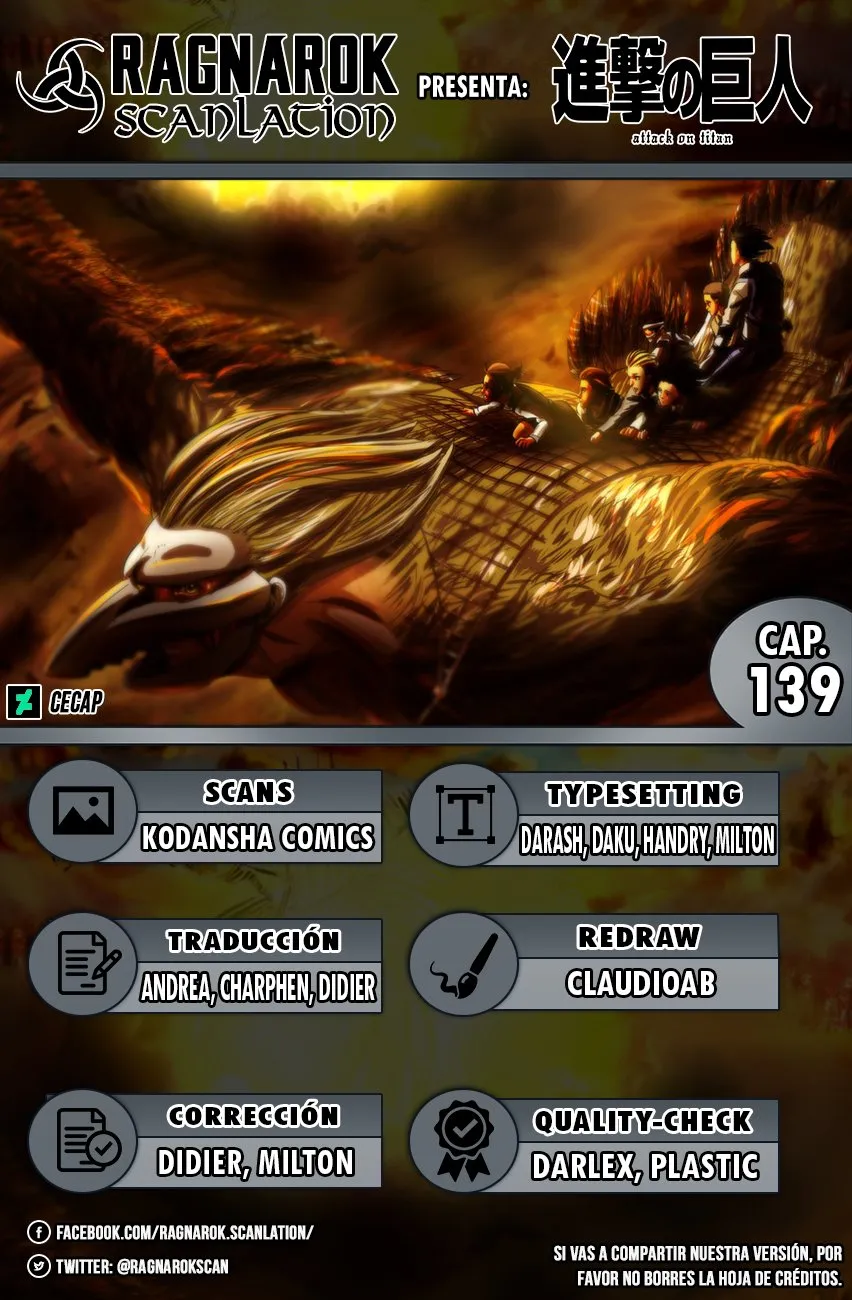 Shingeki no Kyojin Capítulo 139 en Línea - página 1