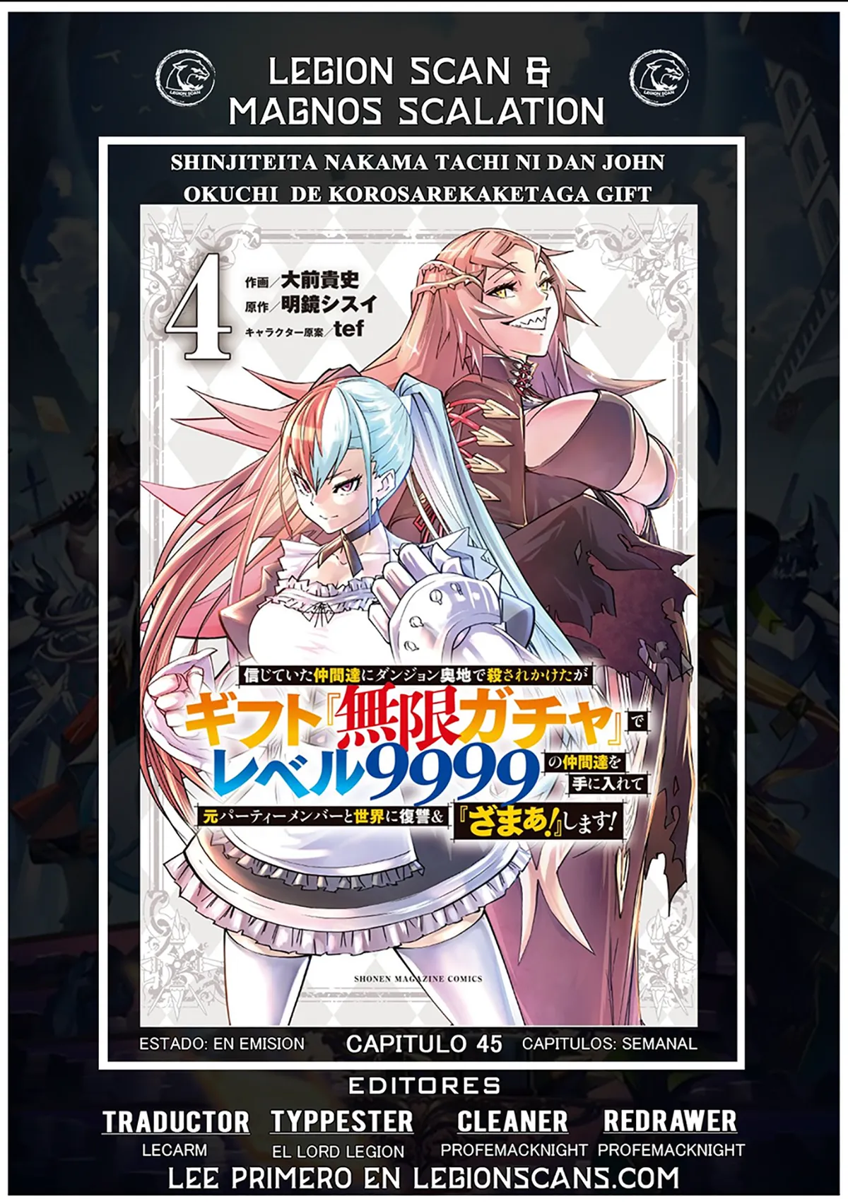 Shinjiteita Nakama Tachi Ni Dungeon Okuchi De Korosare Kaketa ga Gift 『Mugen Gacha』 De Level 9999 No Nakama Tachi Wo Te Ni Irete Moto Party Member To Sekai Ni Fukushu & 『Zamaa!』 Shimasu! Capítulo 45 en Línea - página 1