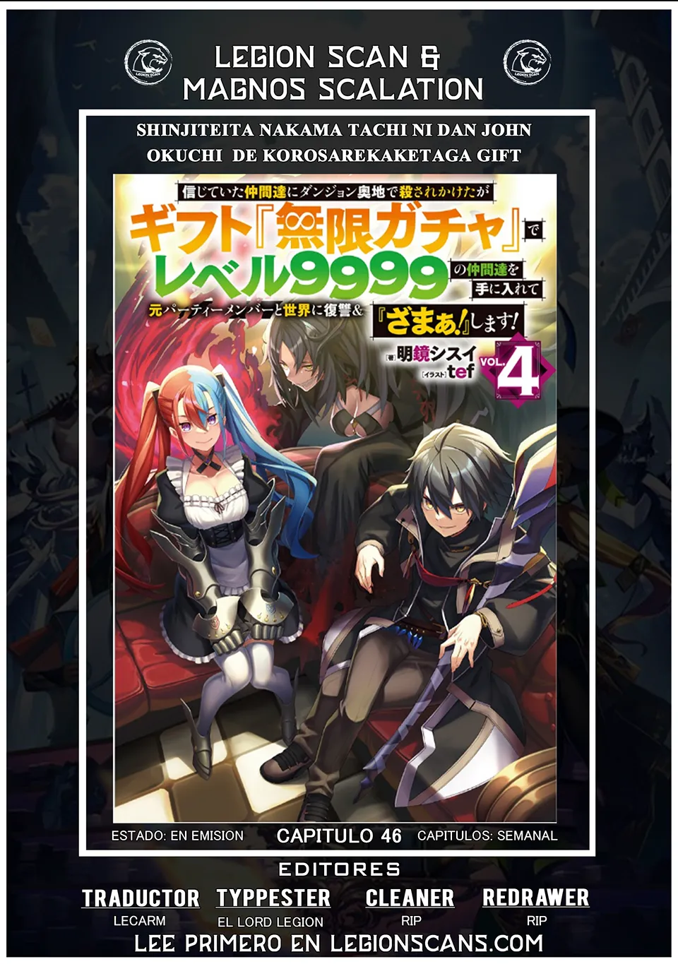 Shinjiteita Nakama Tachi Ni Dungeon Okuchi De Korosare Kaketa ga Gift 『Mugen Gacha』 De Level 9999 No Nakama Tachi Wo Te Ni Irete Moto Party Member To Sekai Ni Fukushu & 『Zamaa!』 Shimasu! Capítulo 46 en Línea - página 1