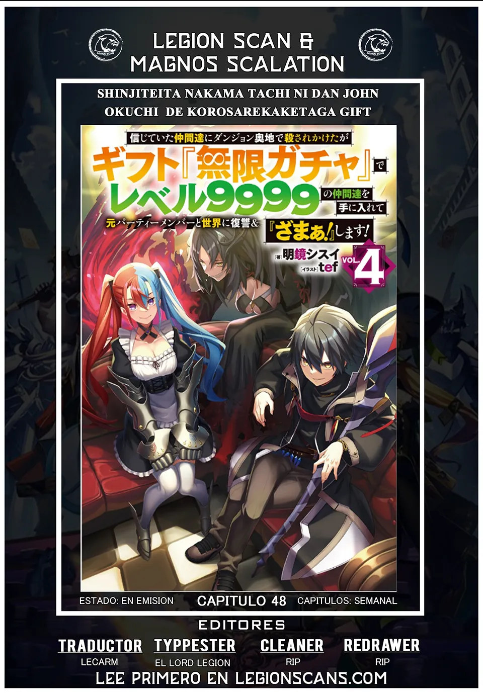Shinjiteita Nakama Tachi Ni Dungeon Okuchi De Korosare Kaketa ga Gift 『Mugen Gacha』 De Level 9999 No Nakama Tachi Wo Te Ni Irete Moto Party Member To Sekai Ni Fukushu & 『Zamaa!』 Shimasu! Capítulo 48 en Línea - página 1