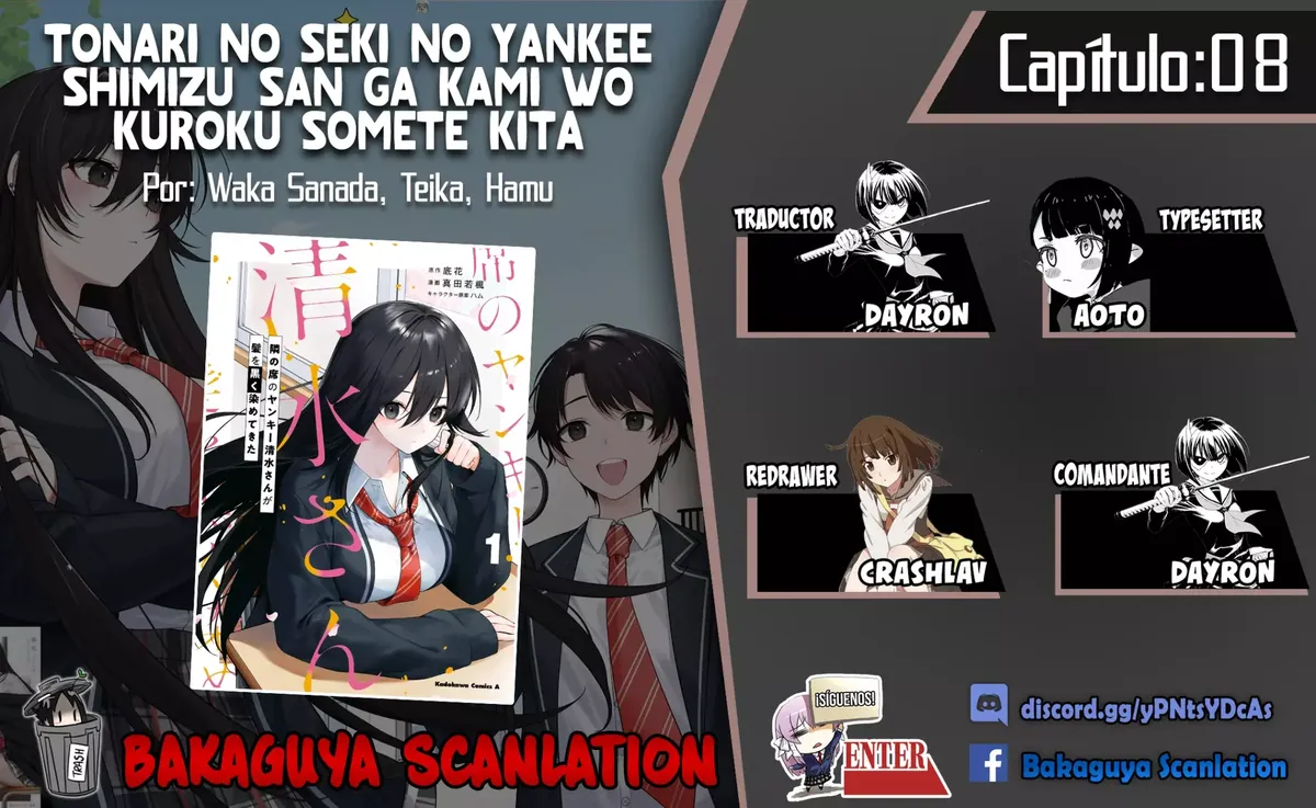 Tonari no Seki no Yankee Shimizu-san ga Kami wo Kuroku Somete Kita Capítulo 8 en Línea - página 1